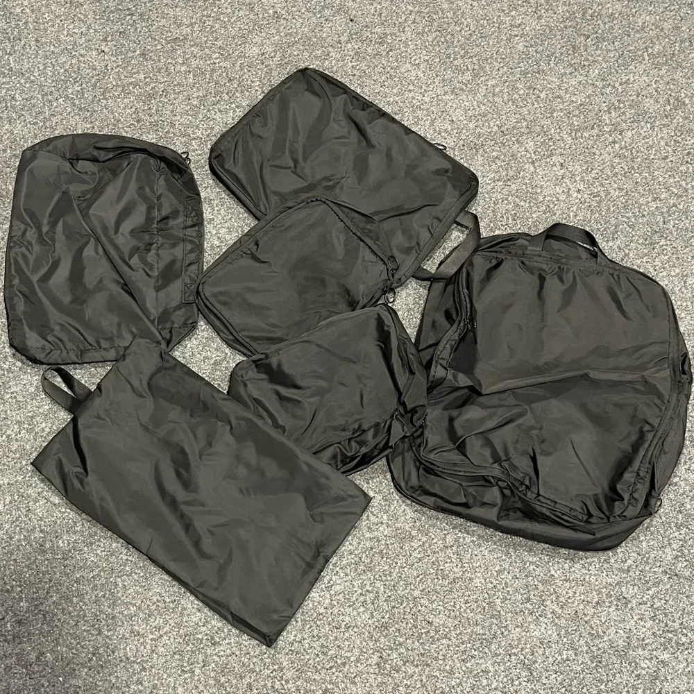 NWT 6 Pc Black Set Packing Cubes Travel Bag